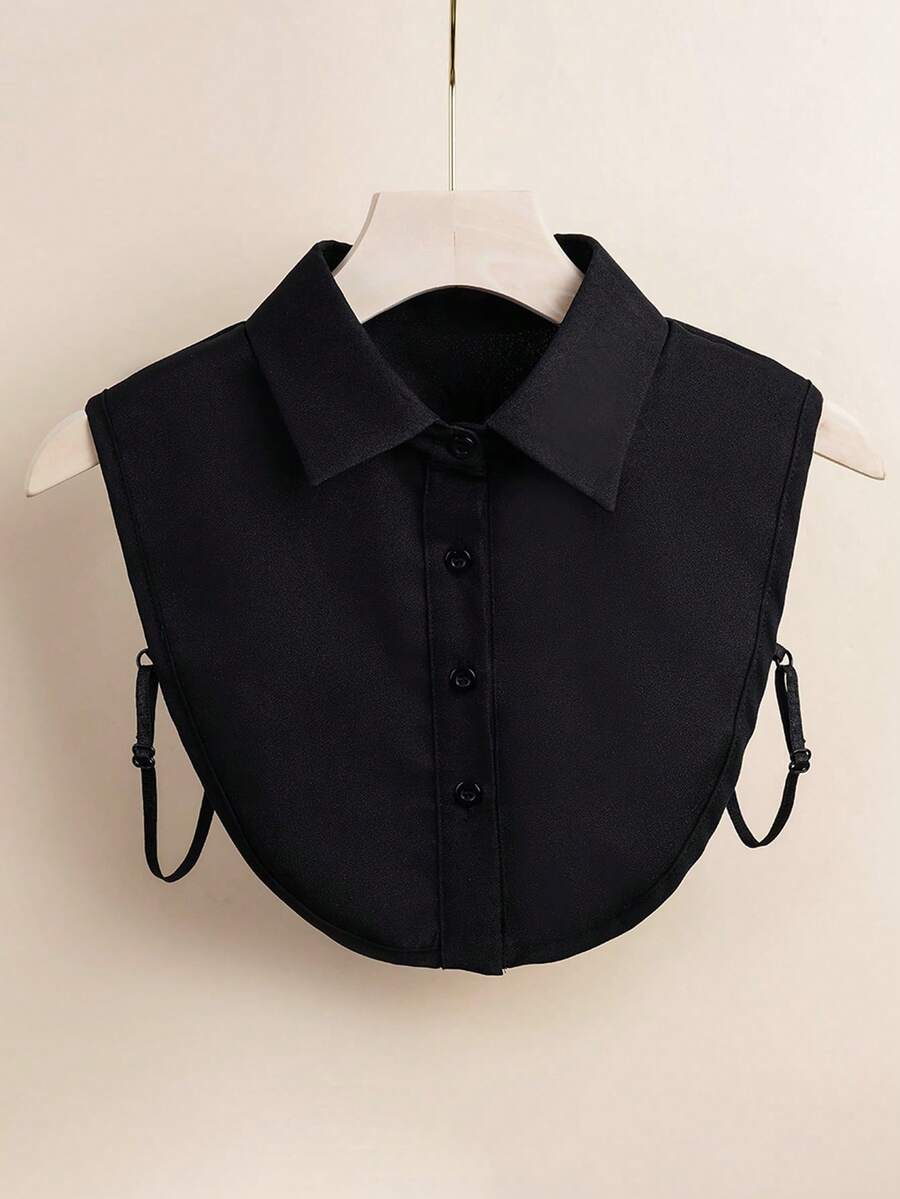 Cuello postizo de botón liso, atuendo para festivales, viajes, discotecas, graduación RY38 - Negro - Ver 1