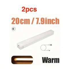 1pc LED Night Light, 10/20/30/50cm Rechargeable Magnetic Sensor Wardrobe Light, Easy Installation Portable, Suitable For Wardrobe, Bedroom, Camping, Stairs Lighting, Warm White & White Light Options, Camping Accessory - Multicolor - View 22