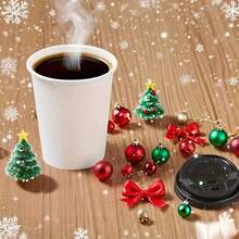 100pcs White Thickened Paper Cups, Disposable Milk Tea Coffee Cups, Without Lid Disposable White Kraft Paper Cups, Double-Wall Insulated Disposable Coffee/Milk Tea Paper Cups, Suitable For Festivals, Parties, Christmas Parties - White - View 9