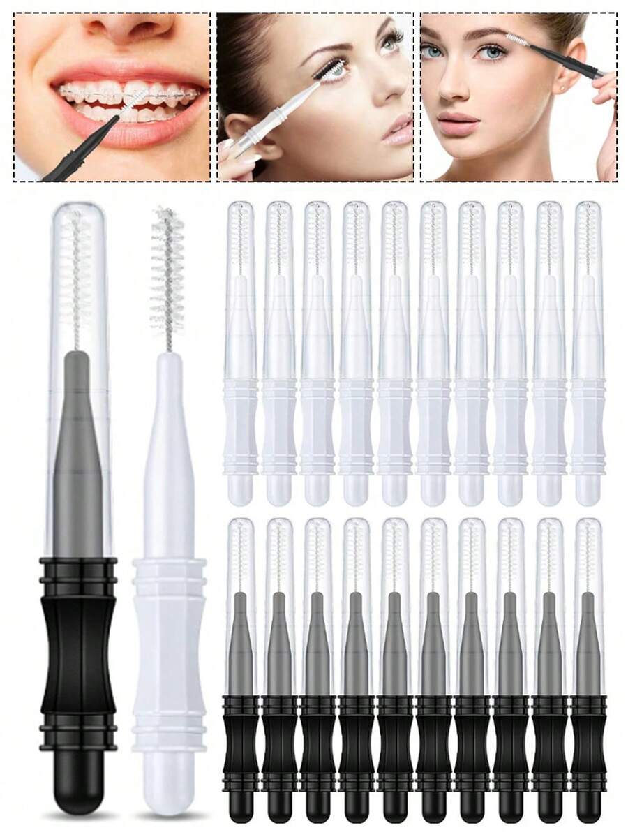 20/10/2PCS Eyebrow Brush With Lid, Teeth Cleaning Brush, Suitable For Eyelash And Eyebrow Care, Ideal For Daily Use And Eyelash Extension And Teeth Cleaning, Multi-Functional, Easy To Use And Operate - Multicolor - View 1