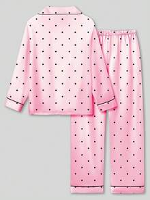Tween Girl Pink Polka Dot Long Sleeve Long Pants Pajama 2-Piece Set - Multicolor - View 10