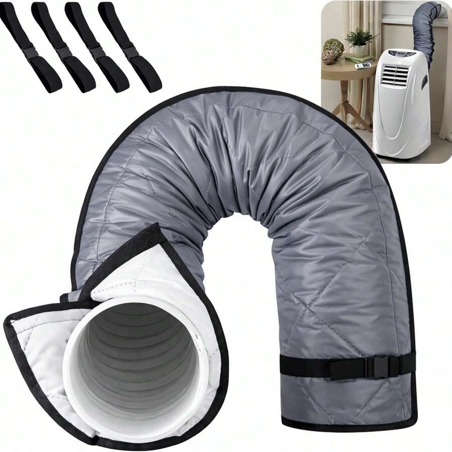 Manchon isolant pour tuyau de climatiseur portable - Manchon de tuyau de climatiseur portable noir convenant aux diamètres de 5 pouces (environ 12,7 cm) et 5,9 pouces (environ 15,0 cm). Manchon isolant de conduit de climatisation facile à installer avec 3 boucles réglables. - Blanc - Voir 1