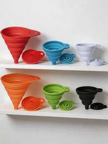 4pcs Portable Folding Silicone Funnel Set, Collapsible Kitchen Funnels, Large And Small, Leak-Proof Liquid Transfer Water Bottle Filling, Travel Camping Dorm Office Practical Tools, Graduation Back To School Gift - View 3