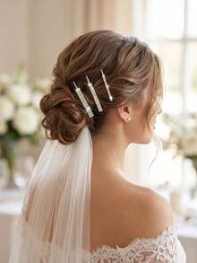 3er Set Strass-Metall-Haarspangen für glattes Haar, elegante süße Haarspangen zur Dekoration von seitlichen Dutt-Frisuren, 3 Stile, Braut- und Brautjungfernzubehör, Party, Date, Treffen, Feiertagsgeschenk - Verschiedenfarbig - Übersicht 2
