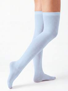 1 Pair Multi-Color Velvet Over-The-Knee High Socks, Fashion & Versatile, Spring And Autumn, Y2k, Cozy - Multicolor - View 32