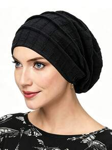 CONFLASS Solid Crinkle Textured Turban Hijab For Women, Stretch Soft Waffle Knit Head Wrap, Comfortable Chemo Cap Hair Loss Cover Daily Wear Headscarf - Multicolor - View 12
