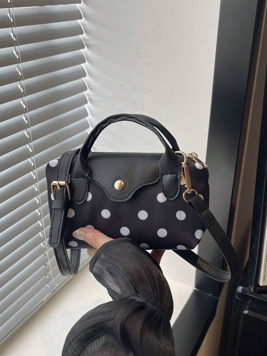 New Polka Dot Mini Patchwork Colorblock Shoulder Bag, Personalized Casual Minimalist Crossbody Bag, Compact Exquisite Textured Handbag