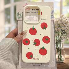 [24h Shipping From DE/FR/ES]Apple 17 16 15 Promax  21 22 23 24 25 26 Ultra Galaxy Phone Case - Factory Direct  For 17Promax 17AIR White Case With Lychee Pattern And Large Hole, Creative Tomato Pattern For 16Promax/15Pro/14Pro/13Promax 11/12/7/X/XR/XS Max Fashion Phone Case For Friends, Wife, Husband, Birthday, Easter - 圖片色1pcs - 查看 5