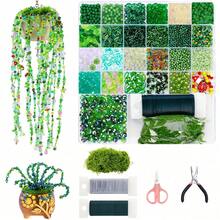 50pcs Green Loose Beads/1100pcs/2000+Pcs Green Glass Beads Plant Set, Eternal Plant Bead Decor Leaves & Flowers, Suitable For Succulent Plant Jewelry Making And DIY Crafts - Multicolor - View 10
