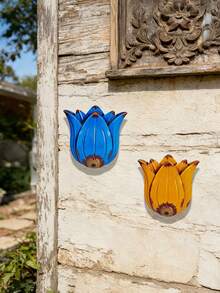 Vintage Distressed 2.5D Metal Tulip Wall Hanging Decor, Bright Hand-Painted Rustproof Iron Floral Sculpture, Waterproof Ornament For Garden Fence, Patio, Backyard, Balcony, Indoor Home Wall Decor, Ideal Spring Summer Gift For Garden Lovers - Tulip Wall Hanging - View 6