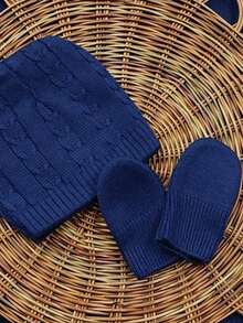 Complete Knitted Maternity Outfit, Blanket, Hat And Gloves - 藏蓝色 - 查看 4
