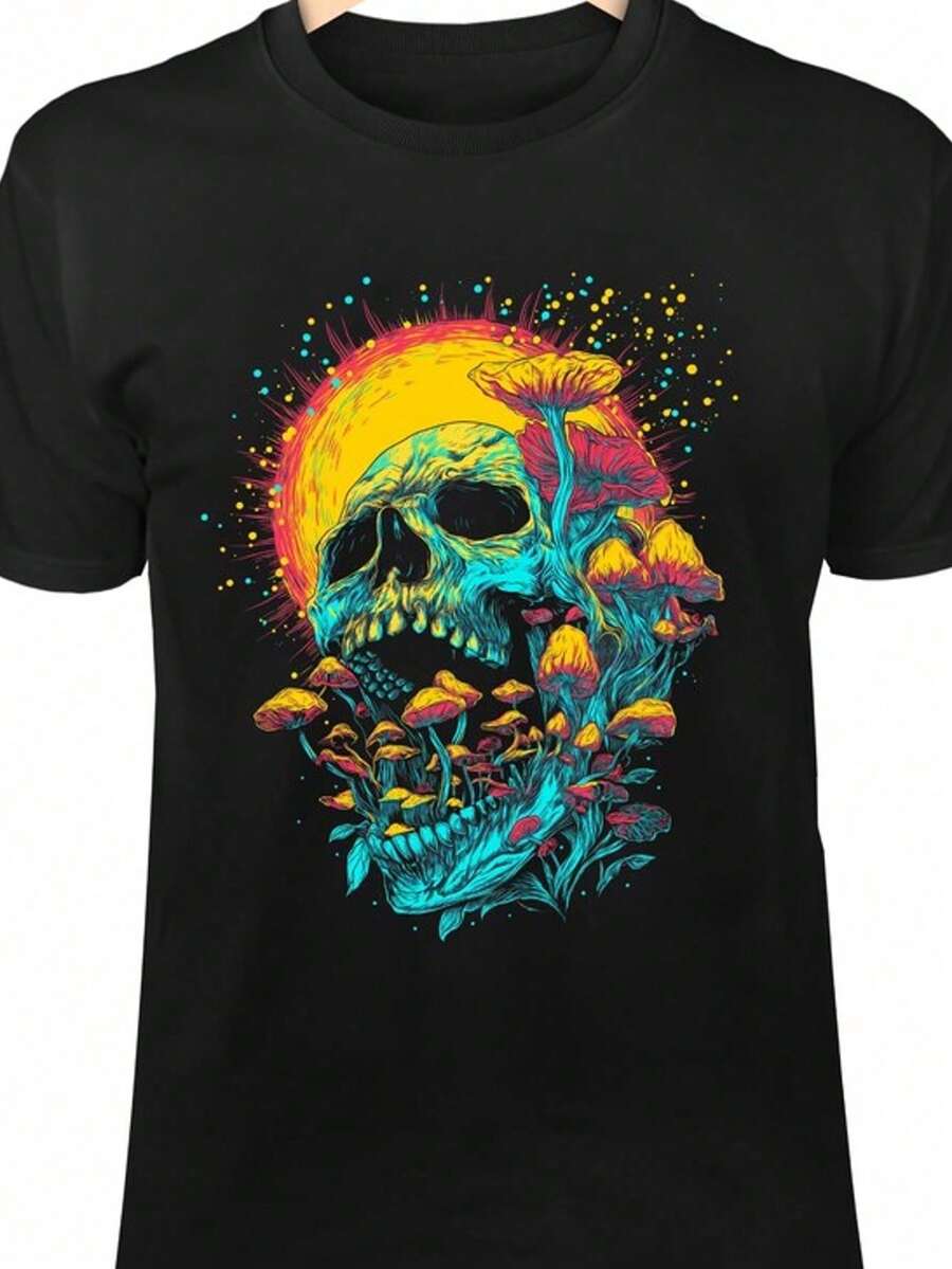Dancing With My Demon Shirt Halloween Skeleton Monster T Shirt Horror-Themed Patterned Shirt Gothic Cute Style - 黑色 9 - 查看 1