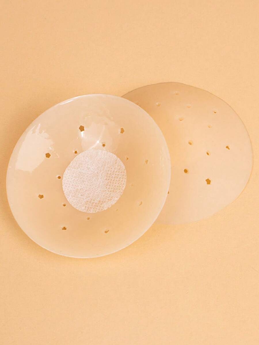 yuluan 1 Pair Breathable Solid Silicone Nipple Covers, Invisible Anti-Protrusion Breast Stickers For Women, Suitable For Wedding Dress, Backless, Camisole, Anti-Exposure - Apricot - View 1