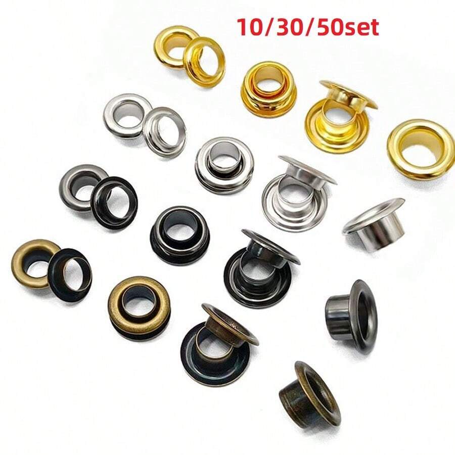 10/30/50 Set Metal Eyelet With Washer Grommet Ring Air Hole Rivet For Leather Bag Shoes Belt Cap Clothes - A - View 1