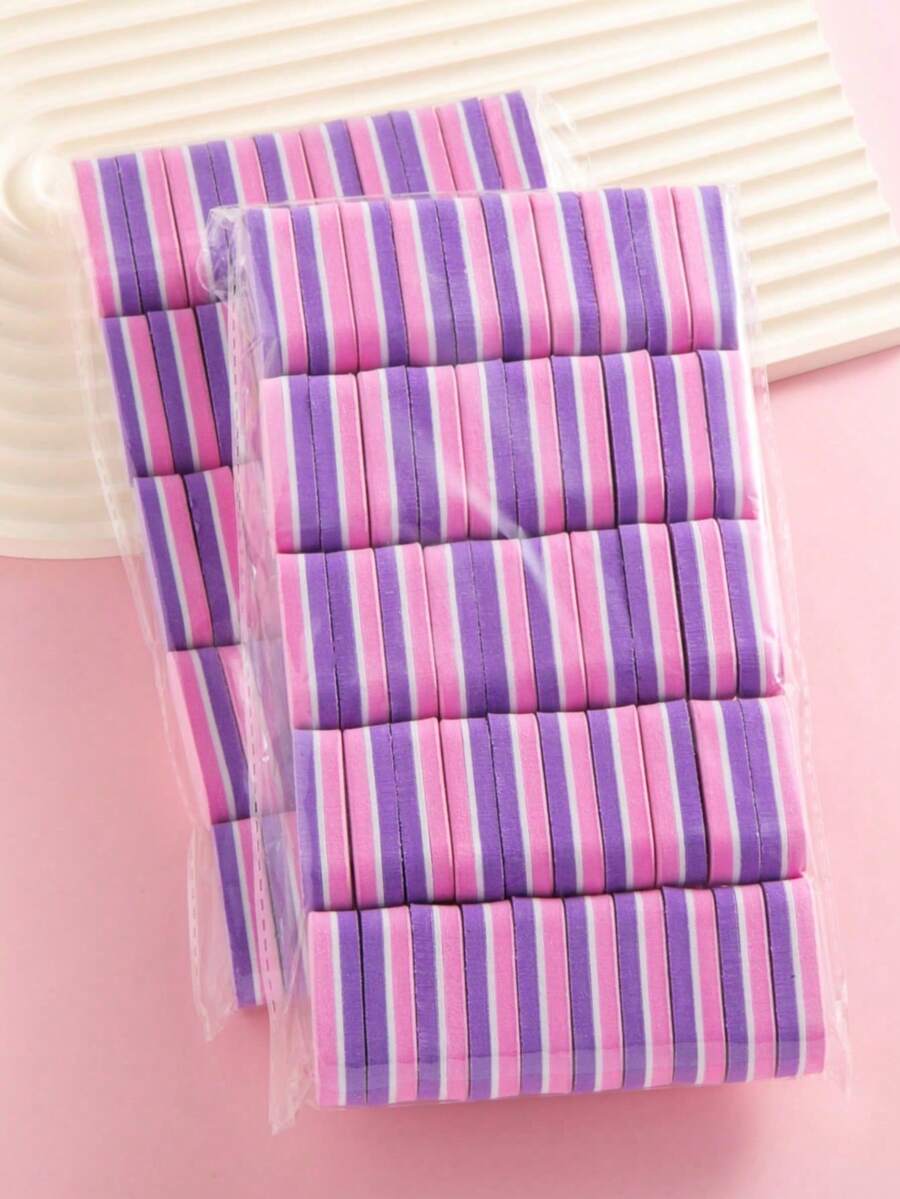 100/180 中/細粒度專業級 3 合 1 指甲拋光塊:修形、修整與拋光,適用於壓克力指甲、凝膠指甲油和天然指甲,雙面磨粒:中粒度 (100 粒度),開學必備,女性首選 - 彩色 - 查看 1