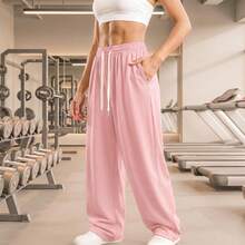1件女款柔軟舒適透氣跑步健身運動休閒運動長褲，春/夏 - 粉色 - 查看 6