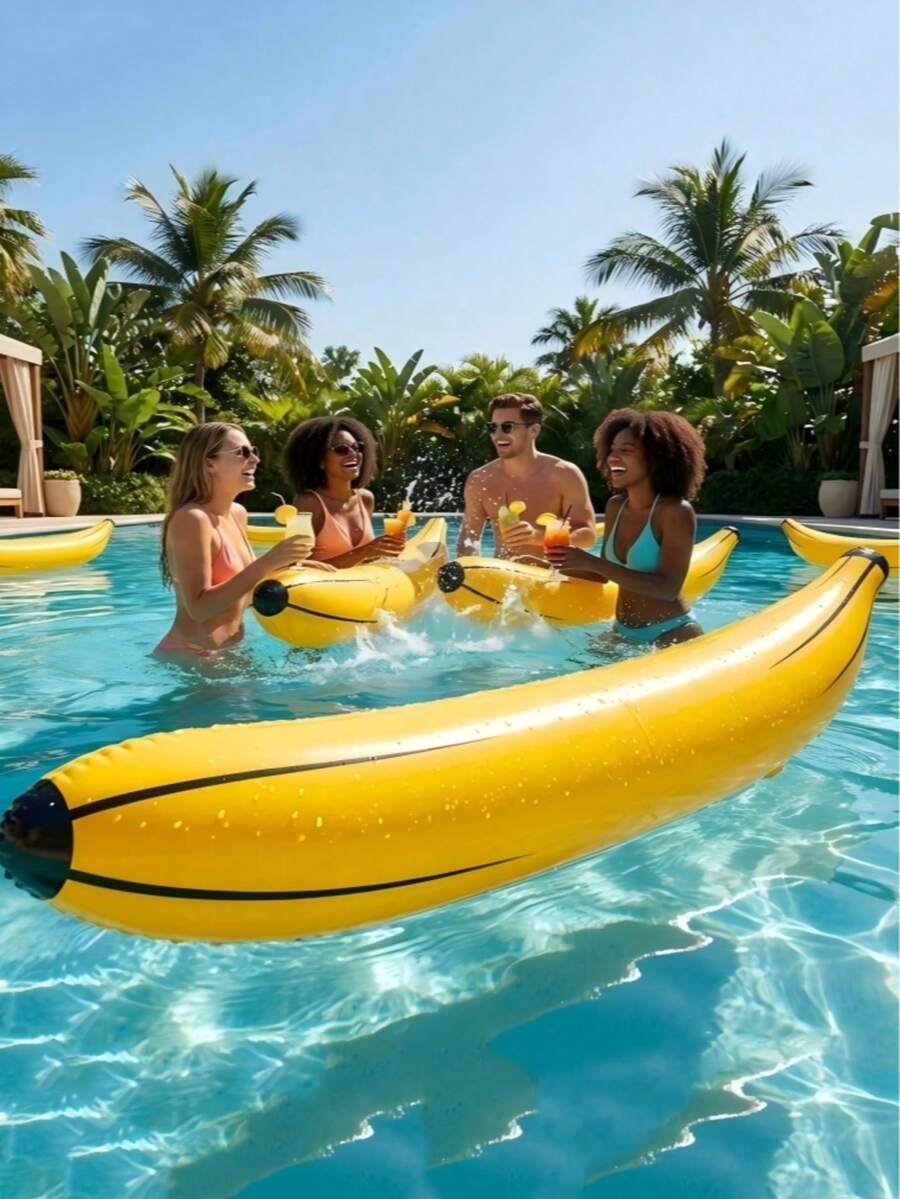 1pc Giant Inflatable Banana Balloon, PVC Material, Oversized Banana-Shaped Inflatable Decoration, Outdoor Swimming Pool Beach Party Fun Decor Prop, Suitable For Adults, Camping Picnic Party, Fun Photography Prop, Lightweight And Easy To Inflate - Multicolor - View 1