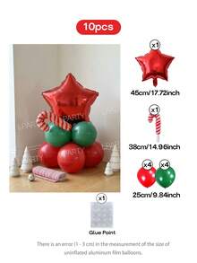 52pcs/22pcs/19pcs/10pcs/2pcs Christmas Theme Balloon Set, Red Nose Reindeer, 3D Standing Deer, Mini Gingerbread Man, 22 Inch Red & Gold Gift Box, Red Star/Round Balloons, Red & White / Red & Green Striped Candy Cane Balloons, New Year 2027 Table / Tabletop - View 11