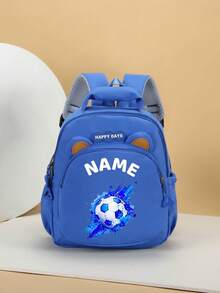 1pc Mini Personalized Bear Backpack For Back To School, Simple Cute Football Print, Zipper Closure, Nylon Material, Adjustable Shoulder Strap, Hand-Carry, Suitable For Classroom, Sports, Shopping, Daily Outings, Birthday Gift - Multicolor - View 18