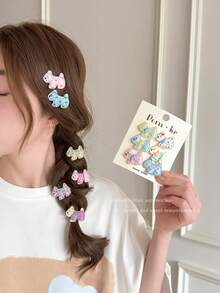 Cute Cartoon Plaid Puppy Hair Clip For Girls, Soft Sweet Alligator Hair Clip, Small Side Fringe Clip, Hair Accessory - Multicolor - View 7