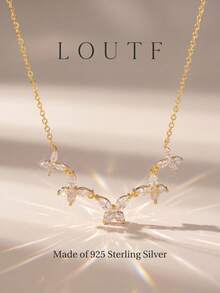 1 pièce Collier à franges en zircone exquis, bijou pour femme, cadeau, en argent sterling S925, collier à franges élégant, bijou haut de gamme, convient pour les fêtes, les bals, les cadeaux - Papillon  - Doré - View 4
