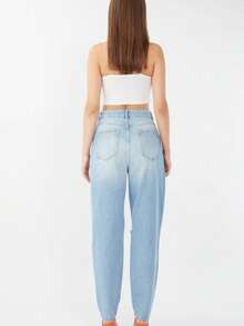 Jeans de mujer con rodillas rotas azul claro - Azul cielo - Ver 5