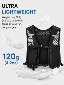 Running Vest Backpack, Hydration Vest Backpack | Lightweight Breathable Running Vest | Adjustable Shoulder Straps | Large Capacity Pockets, Unisex - Black - View 7