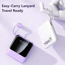 hoco. Portable Charger Battery Pack 10000mAh With Built-In Multi Charging Cables, Detachable Cable Convenience, Digital Display And LED Light, Great For Women On The Go, Travel Days, Holiday Shopping, Weekend Getaways And Daily Backup Power - Default - View 6