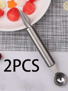 Double-Edged Fruit Ball Spoon Set, Excavator Style Carving & Cutting Tool, Stainless Steel Fruit Ball Kitchen Gadget - View 13