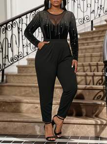 Fleurora Pantalones plisados de bolsillo diagonal talla grande - Negro - Ver 4