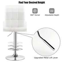 Set Of 2 Square Swivel Adjustable PU Leather Bar Stools With Back And Footrest-White-XY162876 - FXCYMFFHZJMAN1 - View 4