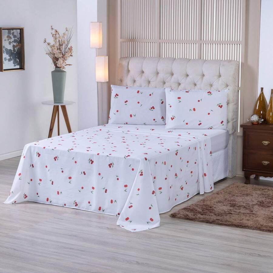 Double Bed Sheet Set, 4 Pieces, 100% Cotton Percale - CL21 - View 1