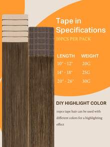 DOORES 10pcs Straight Tape-In Hair Extensions, 100% Remy Human Hair Silky Seamless, Light Ash Brown, 25g 14-24 Inch Invisible Skin Tone PU Tape-In Hair Extensions - S5 - View 4