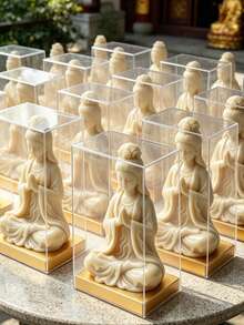 3D Sitting Guan Yin Buddha Statue Silicone Candle Mold, Prayer Hands Pose, For DIY Candles, Plaster, Resin Home Decor Ornaments, Religious Handmade Gift - A - View 4