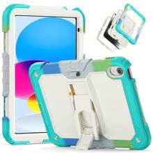 适用于 iPad (A16) 第 11 代/Air11/Air13 M3 (2025) 第 9/8/7 代 (2021/2020/2019) 的重型防震保护壳，坚固耐用的硬壳保护套，内置支架，适用于 10.2 英寸 iPad 2021/2020/2019。 - 迷彩淺藍 - 查看 2