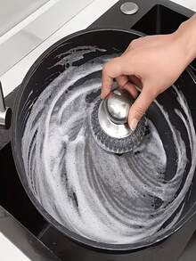 Set 6 Sikat Dapur Stainless Steel dengan Gagang, Kepala Sikat Stainless Steel yang Dapat Diganti, Alat Pembersih Panci dan Piring Tugas Berat, Cocok untuk Noda Membandel, Desain Pegangan yang Mudah untuk Pembersihan Peralatan Dapur yang Praktis - Mengatur - View 5