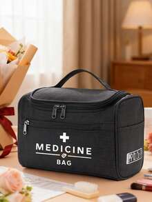 Bolsa vacía para pastillas de viaje con etiqueta "Bolsa de Medicinas", bolsa de almacenamiento multifuncional con compartimentos, caja organizadora de medicinas portátil, esencial para profesionales de la salud, trabajadores de oficina, estudiantes y familias - Multicolor - Ver 8