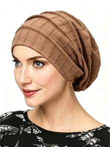 CONFLASS Solid Crinkle Textured Turban Hijab For Women, Stretch Soft Waffle Knit Head Wrap, Comfortable Chemo Cap Hair Loss Cover Daily Wear Headscarf - Multicolor - View 15
