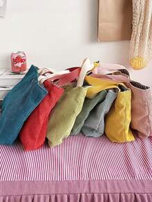 Personalized Corduroy Tote Bag With Name, Custom Shoulder Handbag For Women, Reusable Shopping Bag, Travel Work Gift Tote - Multicolor - View 9