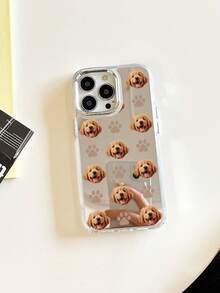 1pc Personalized Paw Print Pattern Customized Pet Design Anti-Hair Shedding Electroplated Shiny Rhinestone Minimalist Phone Case, Compatible With IPhone 17/Air/17pro/17promax/16/15/14/13/12/11 And Other Models, Suitable As A Gift For Friends And Others - Silver - View 4