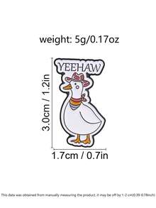 Yeehaw 牛仔鴨琺瑯胸針 西部鄉村風 愛心牛仔帽 彩虹圍巾 領口胸針 背包裝飾禮物 - 白色 - 查看 3