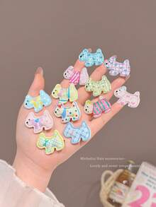 Cute Cartoon Plaid Puppy Hair Clip For Girls, Soft Sweet Alligator Hair Clip, Small Side Fringe Clip, Hair Accessory - Multicolor - View 3