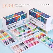 Languo 新款 Clicker D-200 大容量可換芯凝膠筆 54/72/90/144 色禮盒裝，書寫順滑、色彩鮮豔、柔軟橡膠材質，6 支/包，漸層色，可用作書寫筆、螢光筆，0.7mm 筆尖，透明筆桿，適用於繪圖、標記、學生筆記、手工製作、辦公使用等 - 彩色 - 查看 5