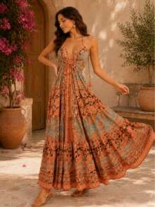 Long Dress Costs Nude - Naranja Quemada - Ver 6