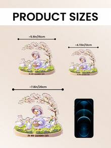 Catygift 客製化奶奶鴨子家庭壓克力桌面立牌，可個性化孫輩姓名、外觀與稱號，2D平面櫻花桌面裝飾牌，客製化家庭紀念裝飾禮物送給奶奶 - As Shown - 查看 4