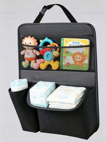 Multi-Pocket Car Seat Back Organizer, Baby Travel Storage Bag, Rear Seat Hanging Bag, Can Store Diapers, Bottles, Toys And Snacks - Multicolor - View 9