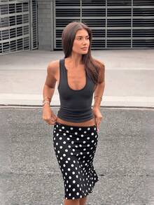 豹紋女款辦公迷你裙，高彈性休閒戶外穿著，西式優雅商務休閒教師套裝 - 黑色 - 查看 3