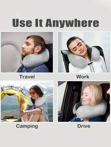 1/2pcs U-Shaped Memory Foam Neck Pillow, Multiple Options, Portable Travel Nap Pillow, Slow Rebound Neck Pillow, Office Nap Essential, Airplane Travel Neck Pillow, Detachable Machine Washable, With Storage Bag, Neck Support, Slow Rebound Support Travel Pillow - Multicolor - View 4