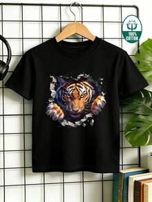 para niños, ideal para actividades al aire libre y deportes, top de estilo nuevo para primavera y verano, 100% tela, ropa para niños pequeños y grandes, opción de regalo para las vacaciones - Negro - Ver 1
