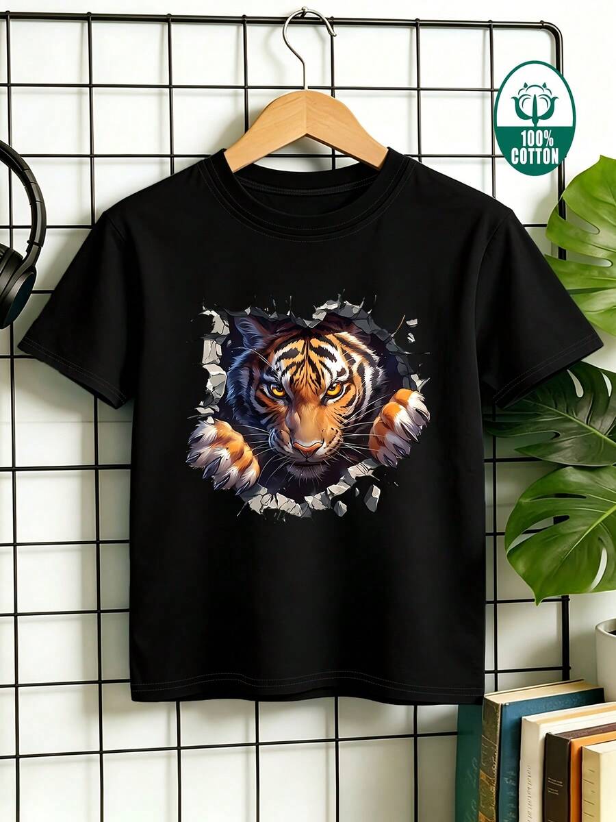 para niños, ideal para actividades al aire libre y deportes, top de estilo nuevo para primavera y verano, 100% tela, ropa para niños pequeños y grandes, opción de regalo para las vacaciones - Negro - Ver 1